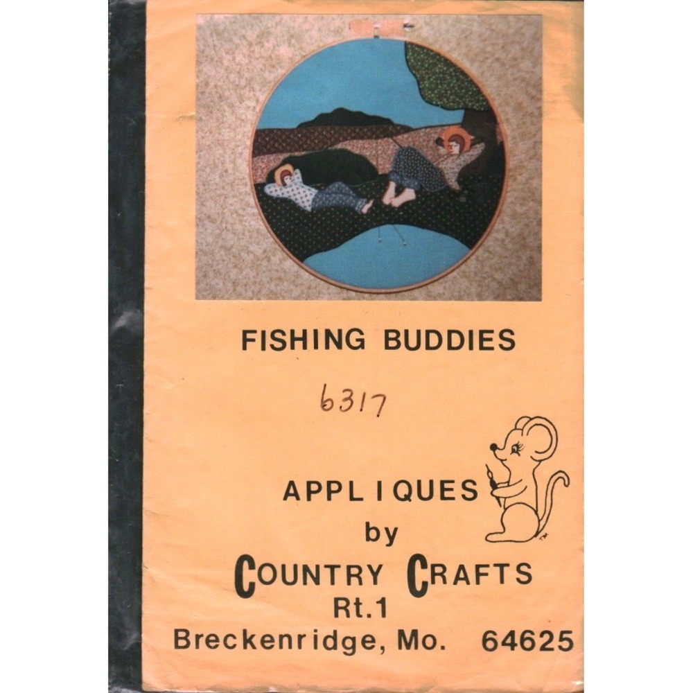Vintage Country Crafts Fishing Buddies Applique Pattern 18 Inch Hoop Project